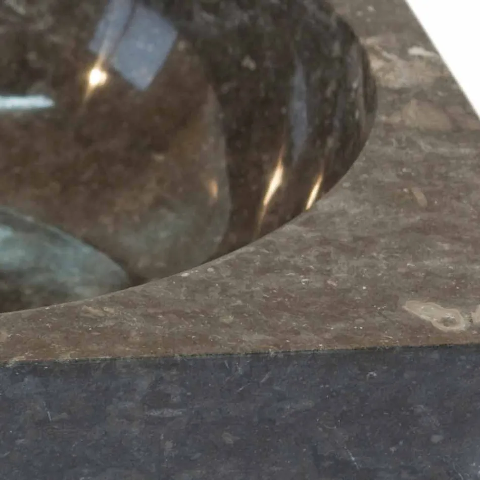 Vierkantgrijze wastafel in natuursteen Jiny Viadurini