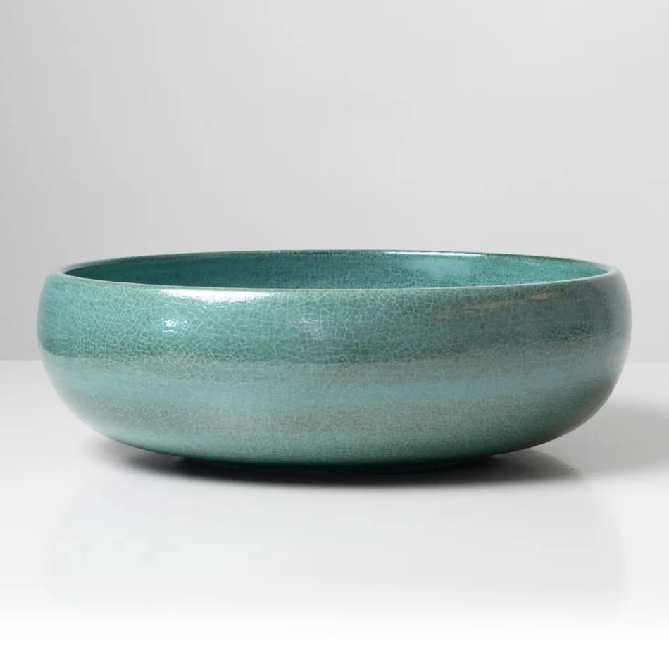 Raku klei aanrechtblad spoelbak met metallic craquelé glans - Prisma Viadurini