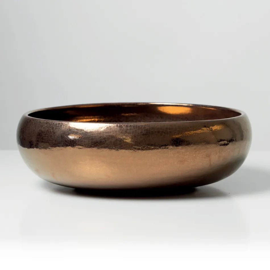 Handgedraaide metalen Raku klei aanrechtwastafel - Prisma Viadurini