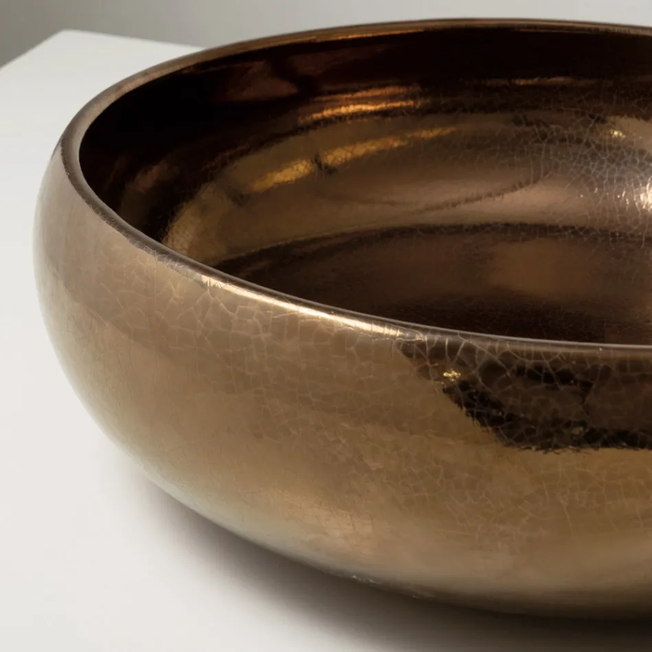 Handgedraaide metalen Raku klei aanrechtwastafel - Prisma Viadurini