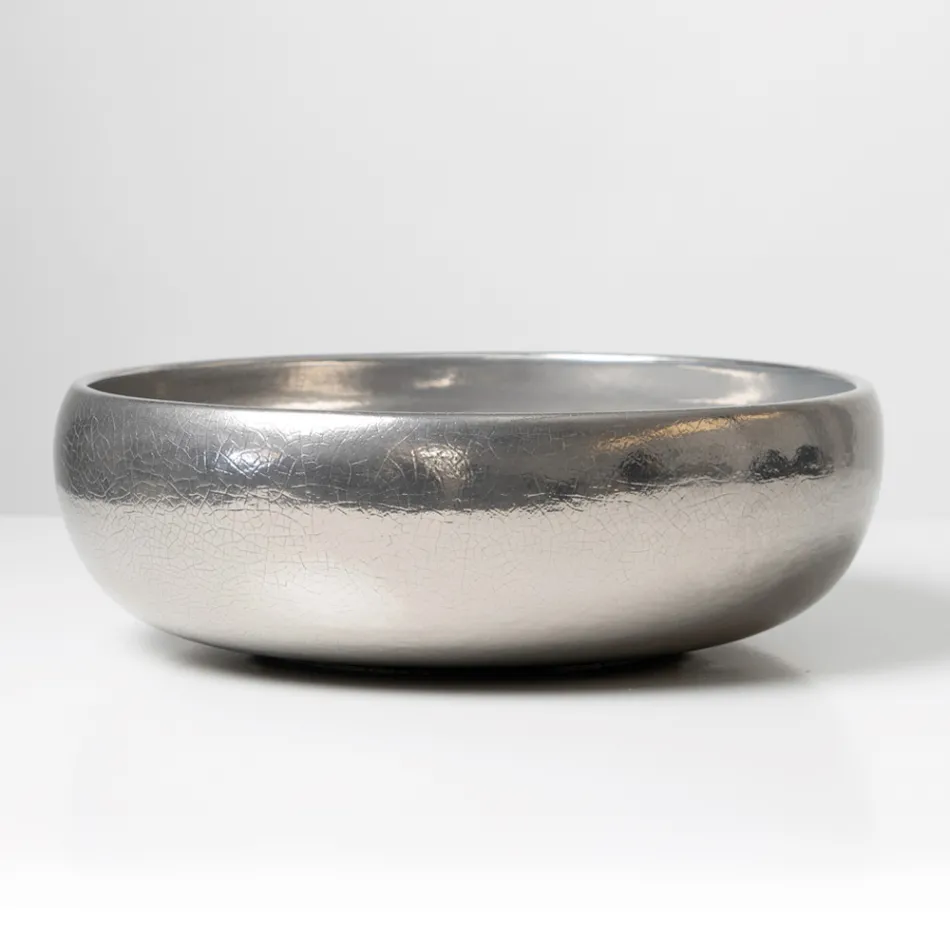 Handgedraaide metalen Raku klei aanrechtwastafel - Prisma Viadurini