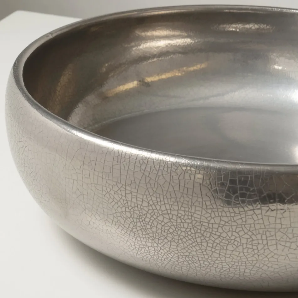 Handgedraaide metalen Raku klei aanrechtwastafel - Prisma Viadurini