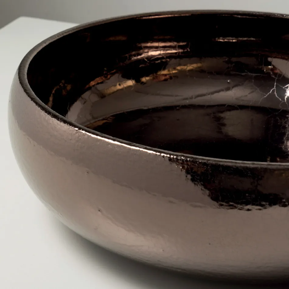 Handgedraaide metalen Raku klei aanrechtwastafel - Prisma Viadurini