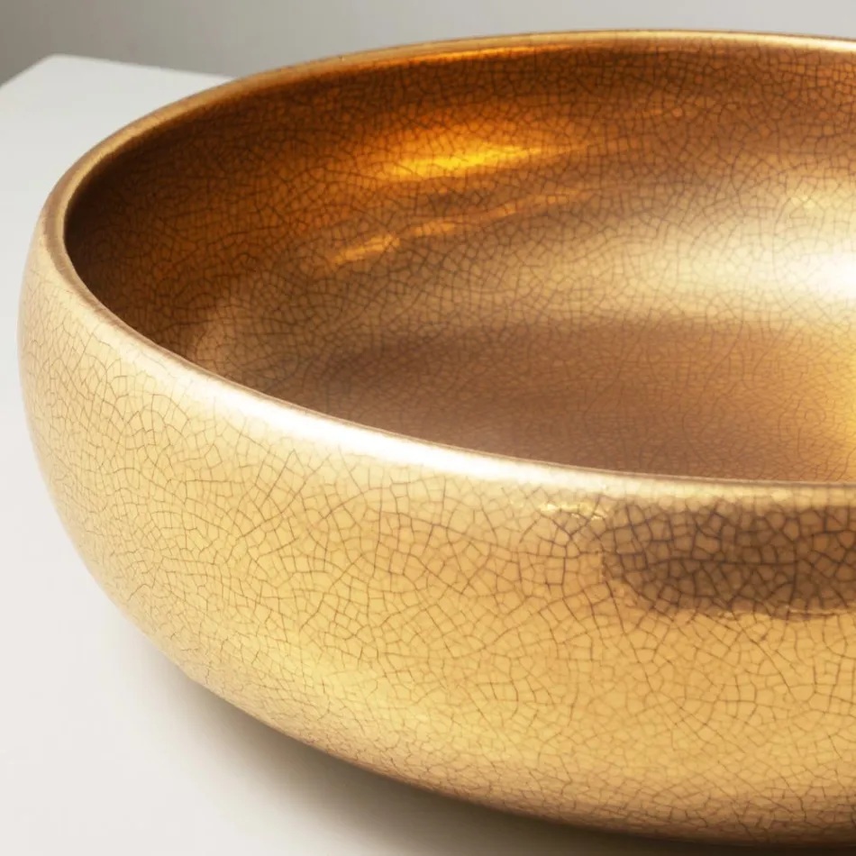 Handgedraaide metalen Raku klei aanrechtwastafel - Prisma Viadurini