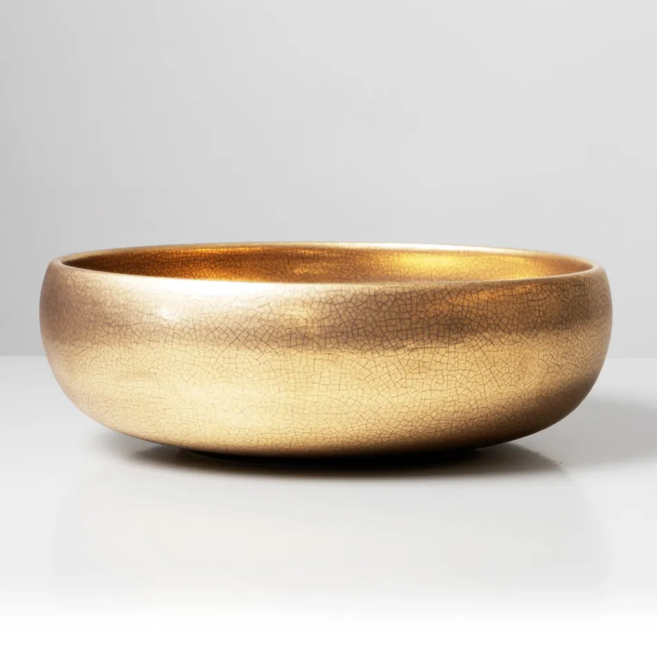 Handgedraaide metalen Raku klei aanrechtwastafel - Prisma Viadurini