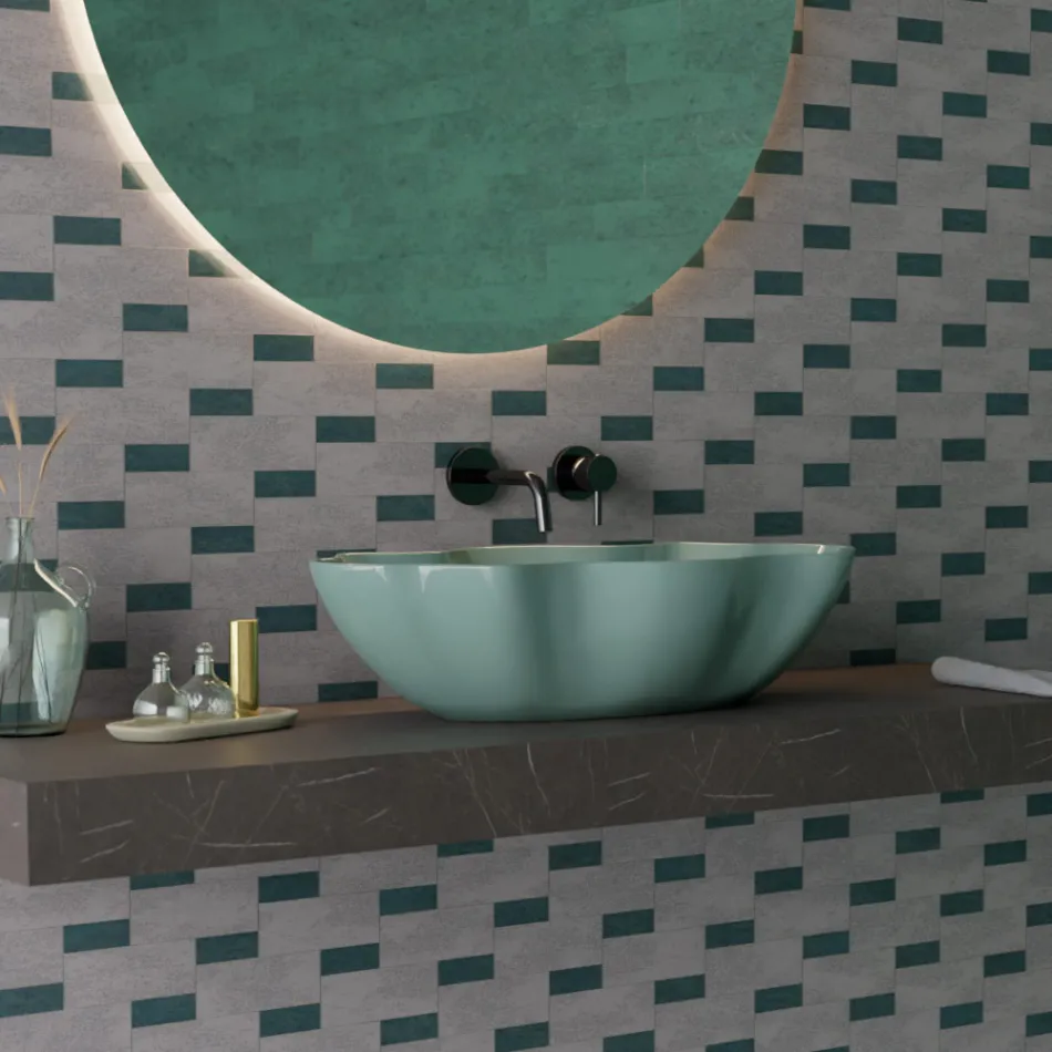 Opzetwastafel in gekleurd keramiek verschillende afwerkingen L 65 cm - Kubus Viadurini