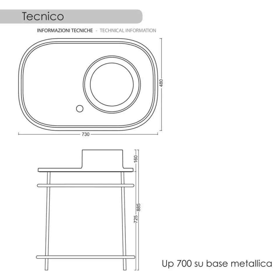 Wastafel volledig keramische metalen voet Marta Viadurini