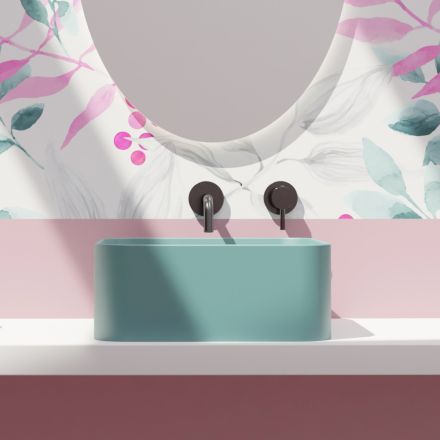 Keramische wastafel op aanrecht, inclusief afvoer, gemaakt in Italië - doos Viadurini