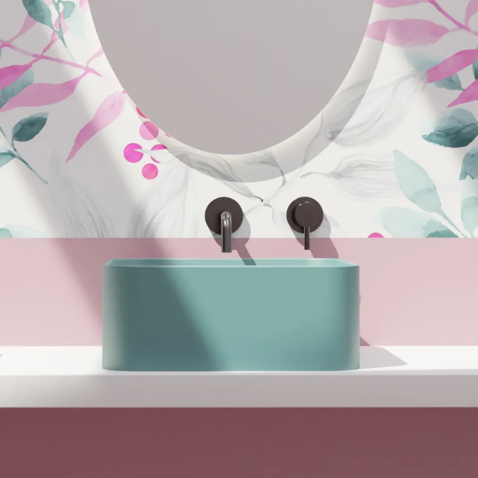 Keramische wastafel op aanrecht, inclusief afvoer, gemaakt in Italië - doos Viadurini