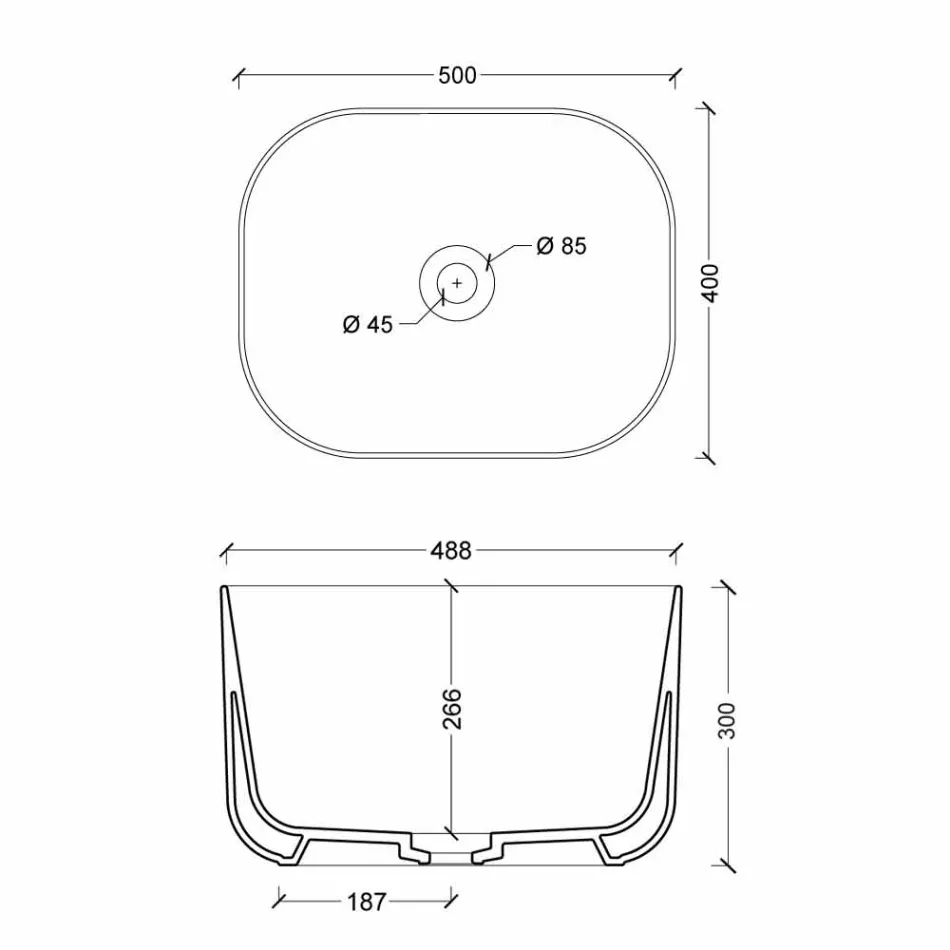 Wastafel in modern design keramiek Star Rechthoekige 50x40cm Viadurini