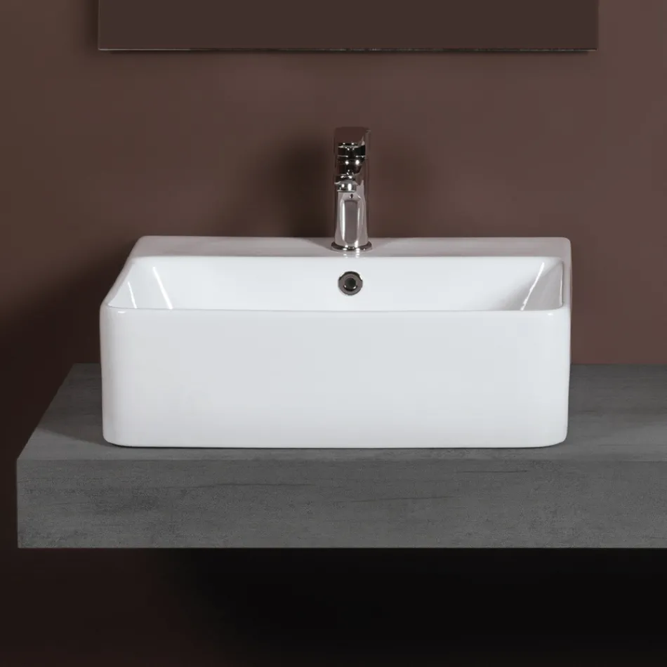Keramische aanrechtwastafel met modern design kraangat - Papavero Viadurini