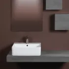 Keramische aanrechtwastafel met modern design kraangat - Papavero Viadurini