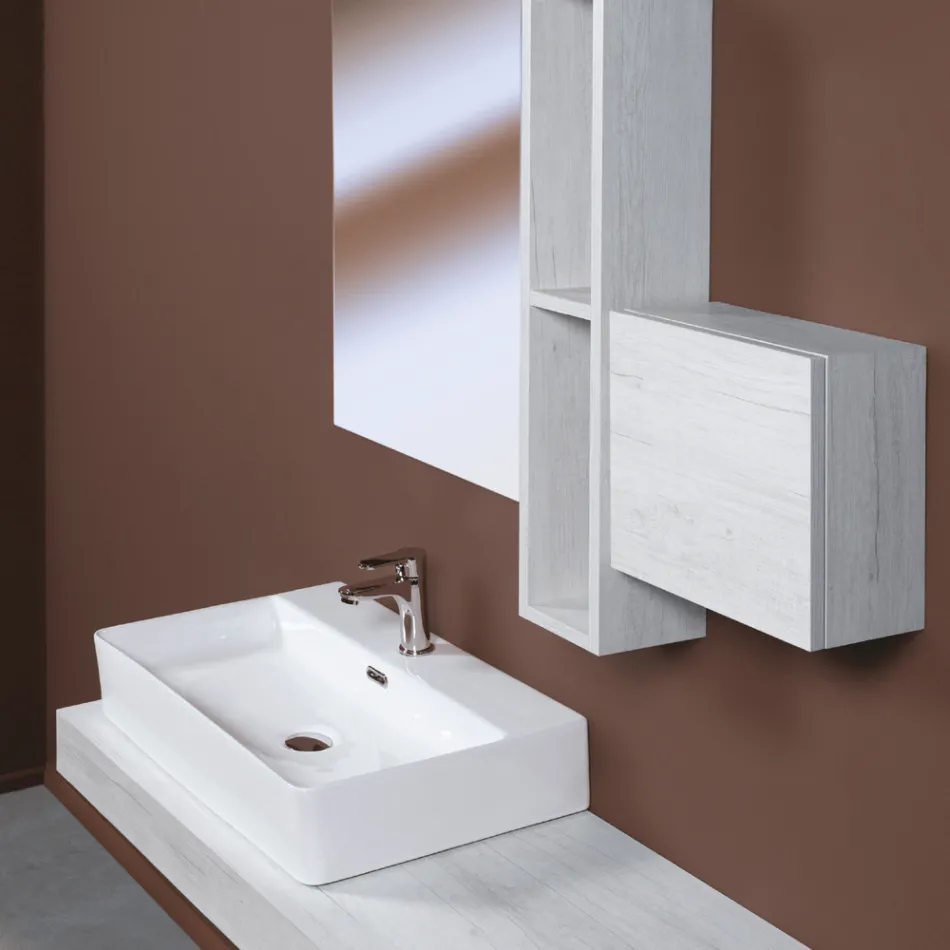 Keramische aanrechtwastafel met modern design kraangat - Papavero Viadurini