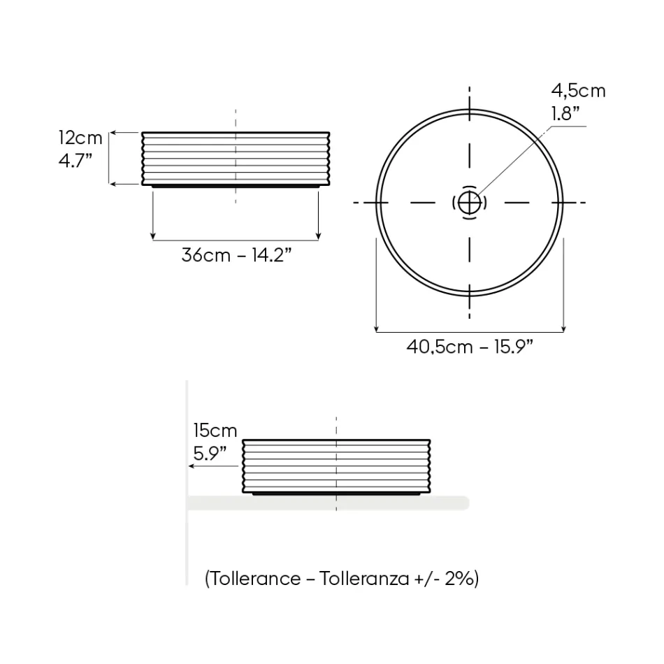 Aanrechtwastafel in zilver of wit porselein - Vibratie Viadurini