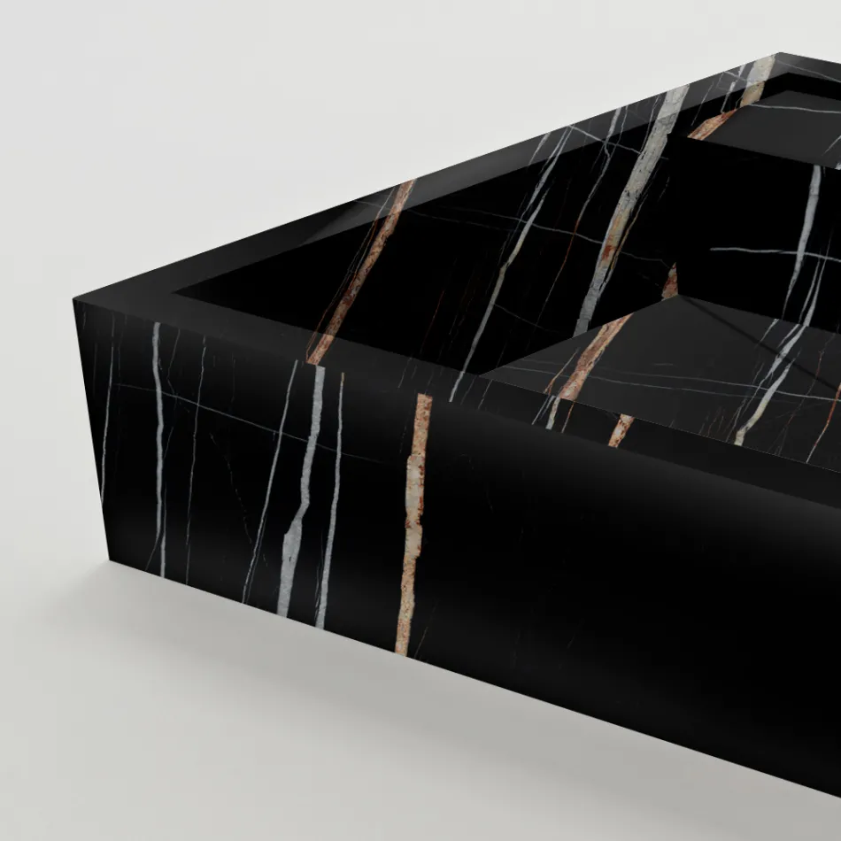 Aanrechtwastafel van marmerlook porselein, gemaakt in Italië - Cervia Viadurini