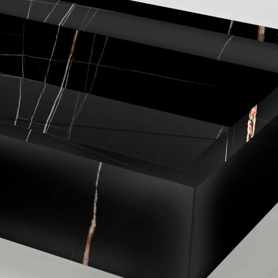 Aanrechtwastafel van marmerlook porselein, gemaakt in Italië - Cervia Viadurini