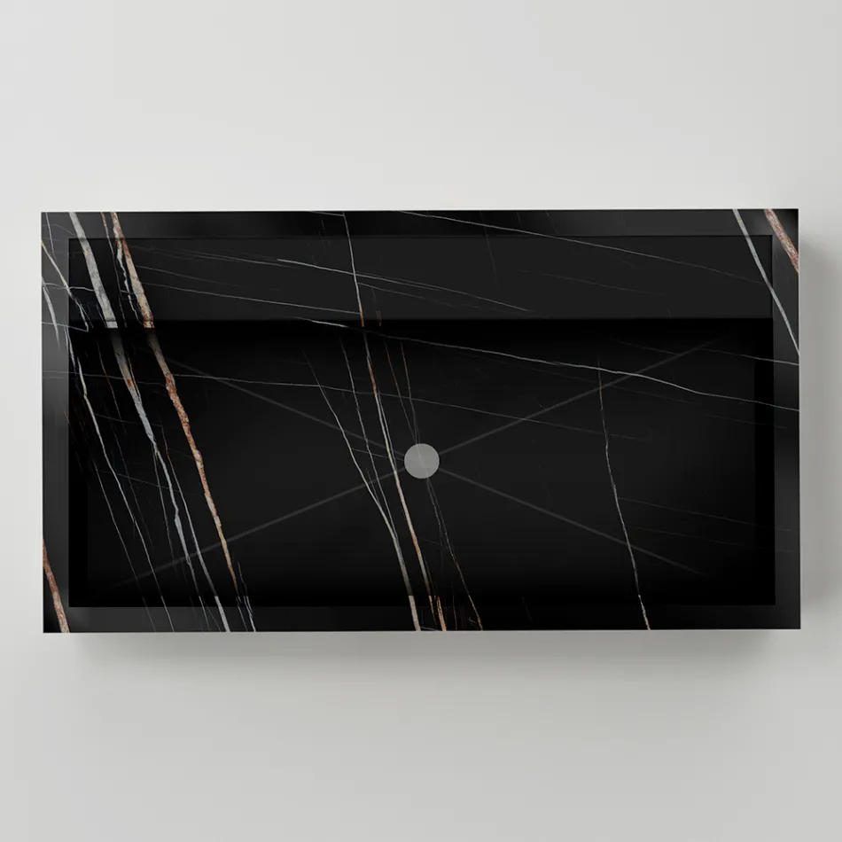 Aanrechtwastafel van marmerlook porselein, gemaakt in Italië - Cervia Viadurini