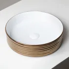 Aanrechtwastafel van gegolfd porselein, gemaakt in Italië - Vibrazione Viadurini