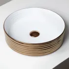 Aanrechtwastafel van gegolfd porselein, gemaakt in Italië - Vibrazione Viadurini