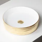 Aanrechtwastafel van gegolfd porselein, gemaakt in Italië - Vibrazione Viadurini