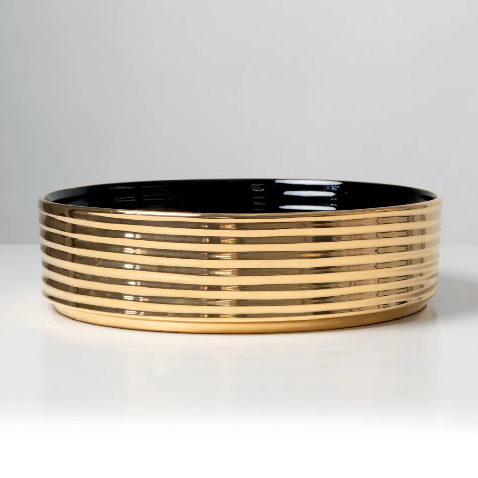 Aanrechtwastafel van gegolfd porselein, gemaakt in Italië - Vibrazione Viadurini