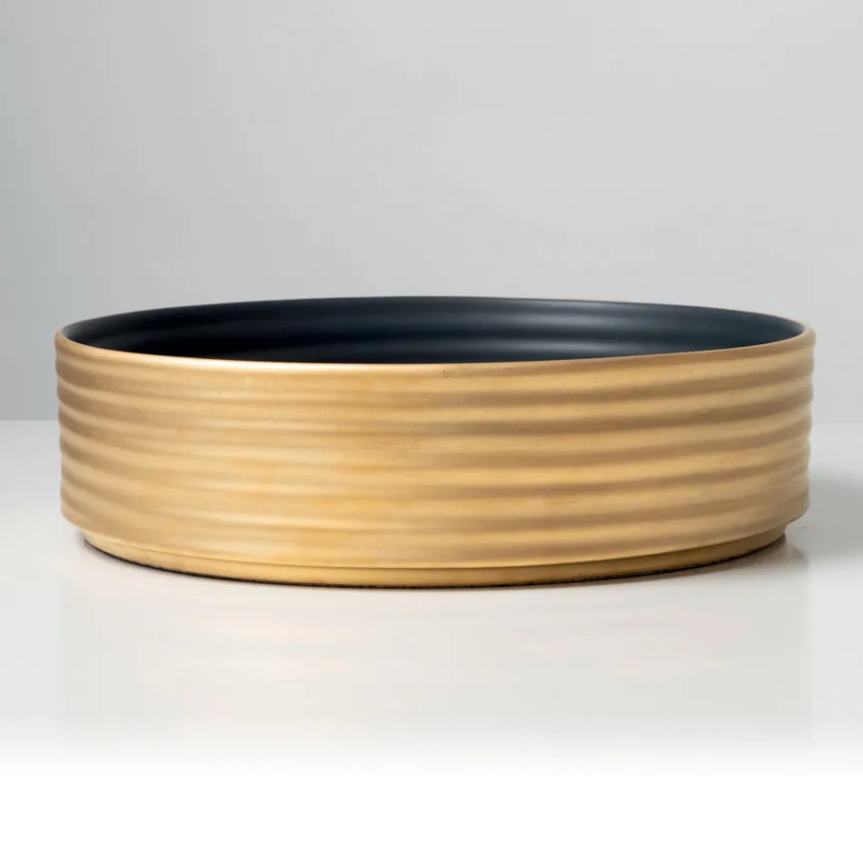 Aanrechtwastafel van gegolfd porselein, gemaakt in Italië - Vibrazione Viadurini