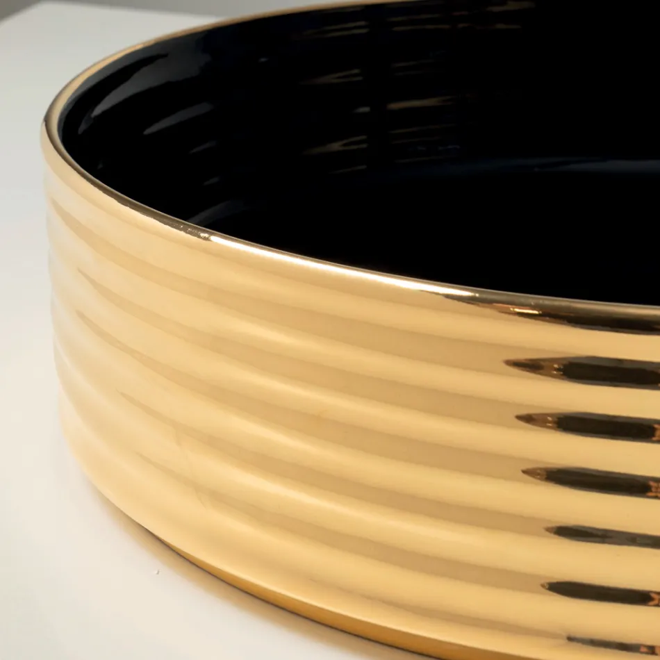 Aanrechtwastafel van gegolfd porselein, gemaakt in Italië - Vibrazione Viadurini