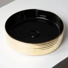 Aanrechtwastafel van gegolfd porselein, gemaakt in Italië - Vibrazione Viadurini