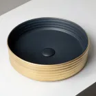 Aanrechtwastafel van gegolfd porselein, gemaakt in Italië - Vibrazione Viadurini