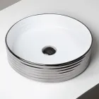 Aanrechtwastafel van gegolfd porselein, gemaakt in Italië - Vibrazione Viadurini