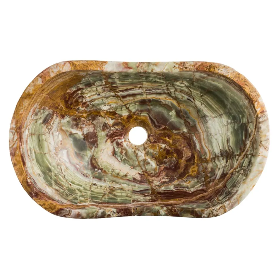 Aanrecht wastafel in Leila onyx steen, uniek handgemaakt stuk Viadurini