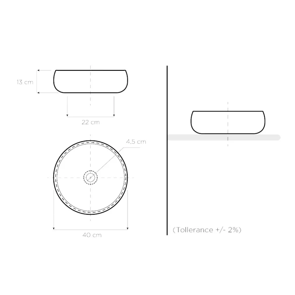 Wastafel op aanrecht in Raku Clay Platinum Finish Made in Italy - Ribano Viadurini