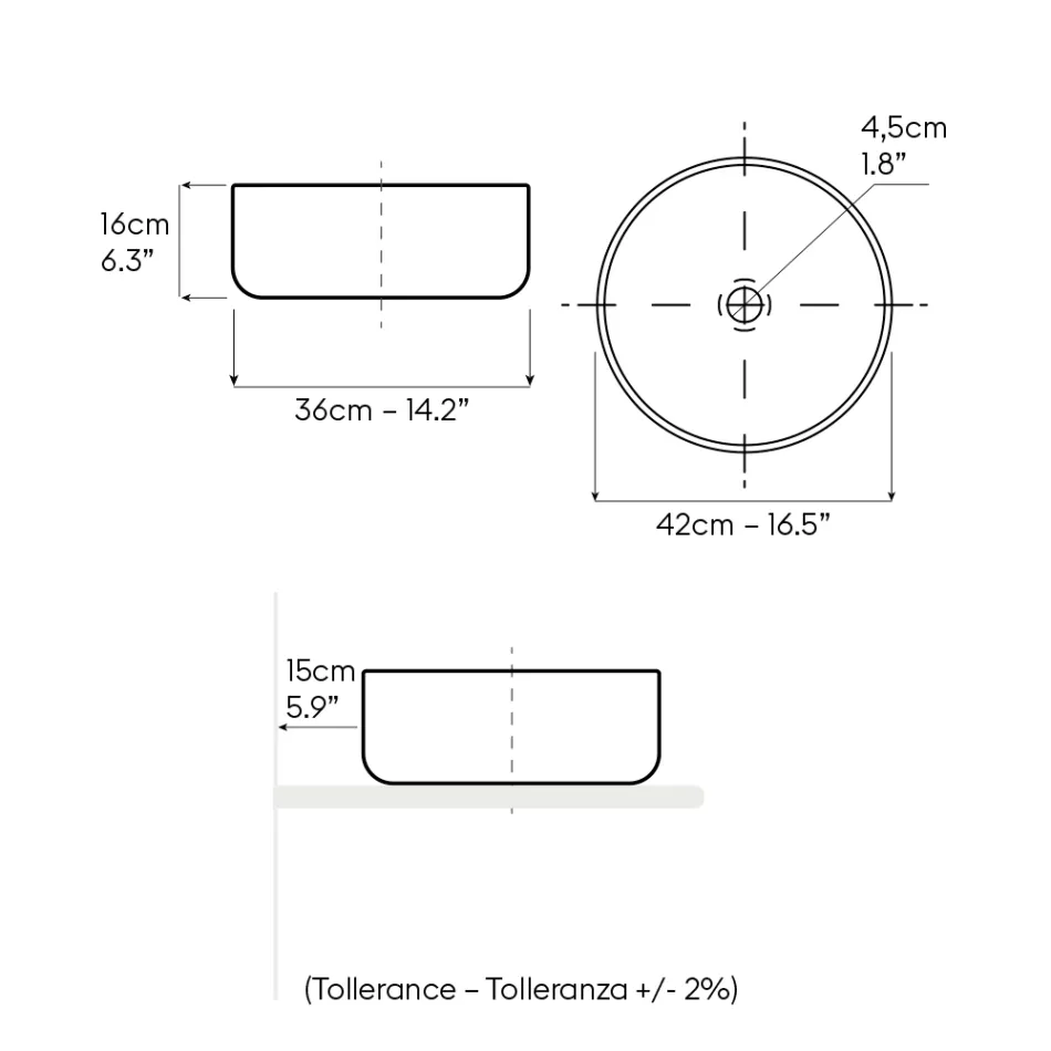 Handgestripte wastafel van natuurlijk rood aardewerk voor op het aanrecht Viadurini