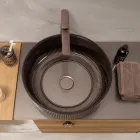 Aanrechtbladspoelbak van met hars gecoat en geverfd Venetiaans glas - Excelsior Viadurini