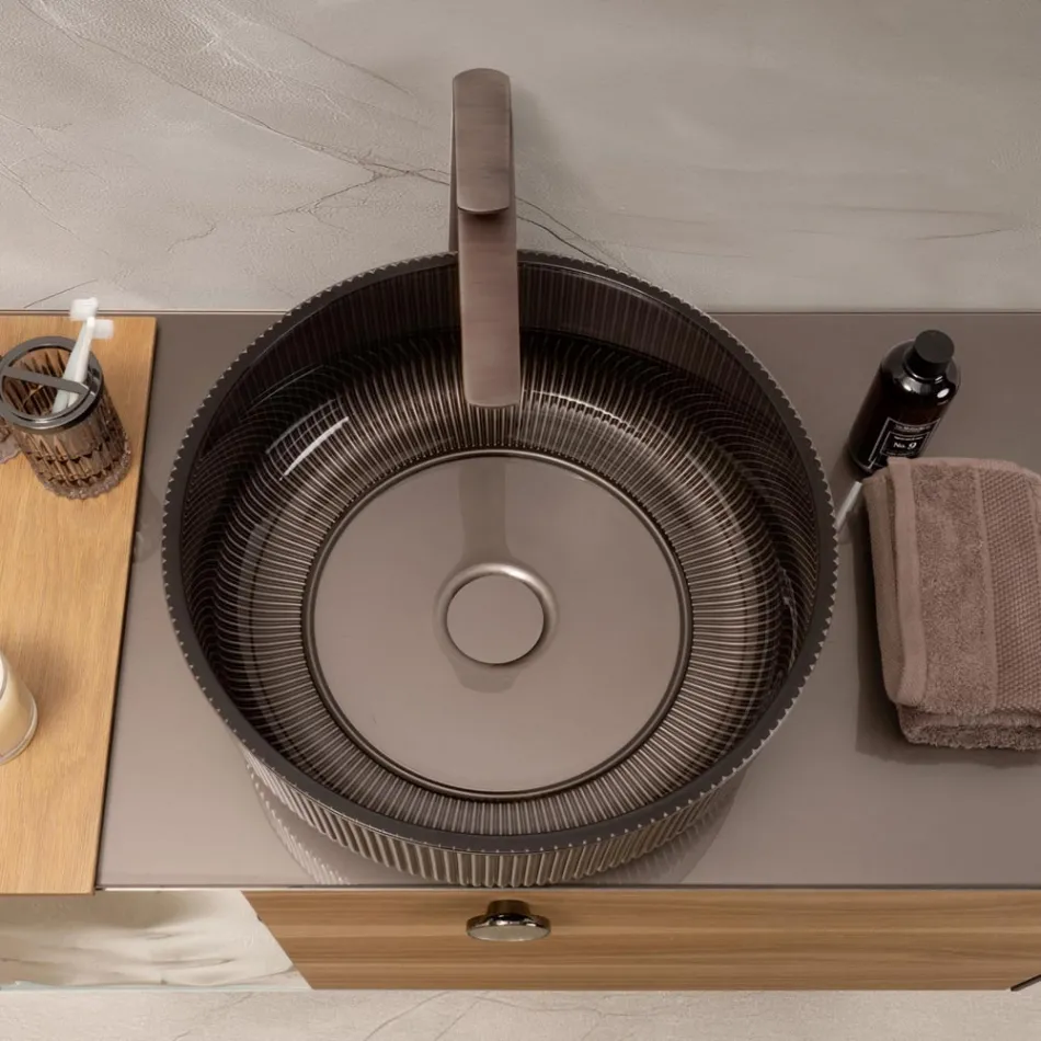 Aanrechtbladspoelbak van met hars gecoat en geverfd Venetiaans glas - Excelsior Viadurini