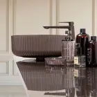 Aanrechtbladspoelbak van met hars gecoat en geverfd Venetiaans glas - Excelsior Viadurini