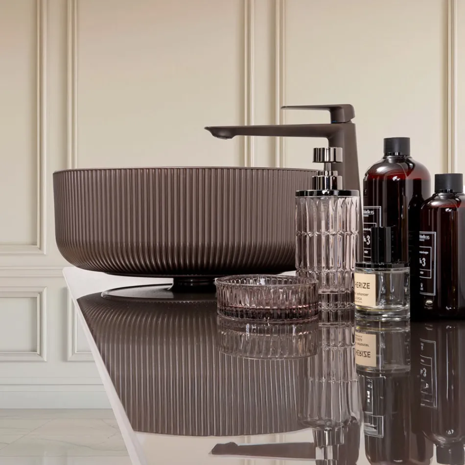 Aanrechtbladspoelbak van met hars gecoat en geverfd Venetiaans glas - Excelsior Viadurini