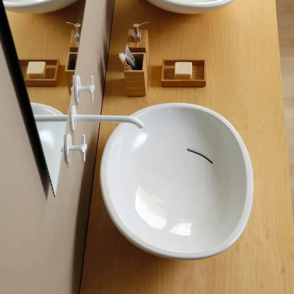 Design schuine keramische wastafel gemaakt in Italië Glossy Viadurini