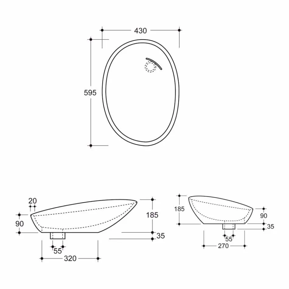 Design schuine keramische wastafel gemaakt in Italië Glossy Viadurini