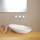 Design schuine keramische wastafel gemaakt in Italië Glossy Viadurini