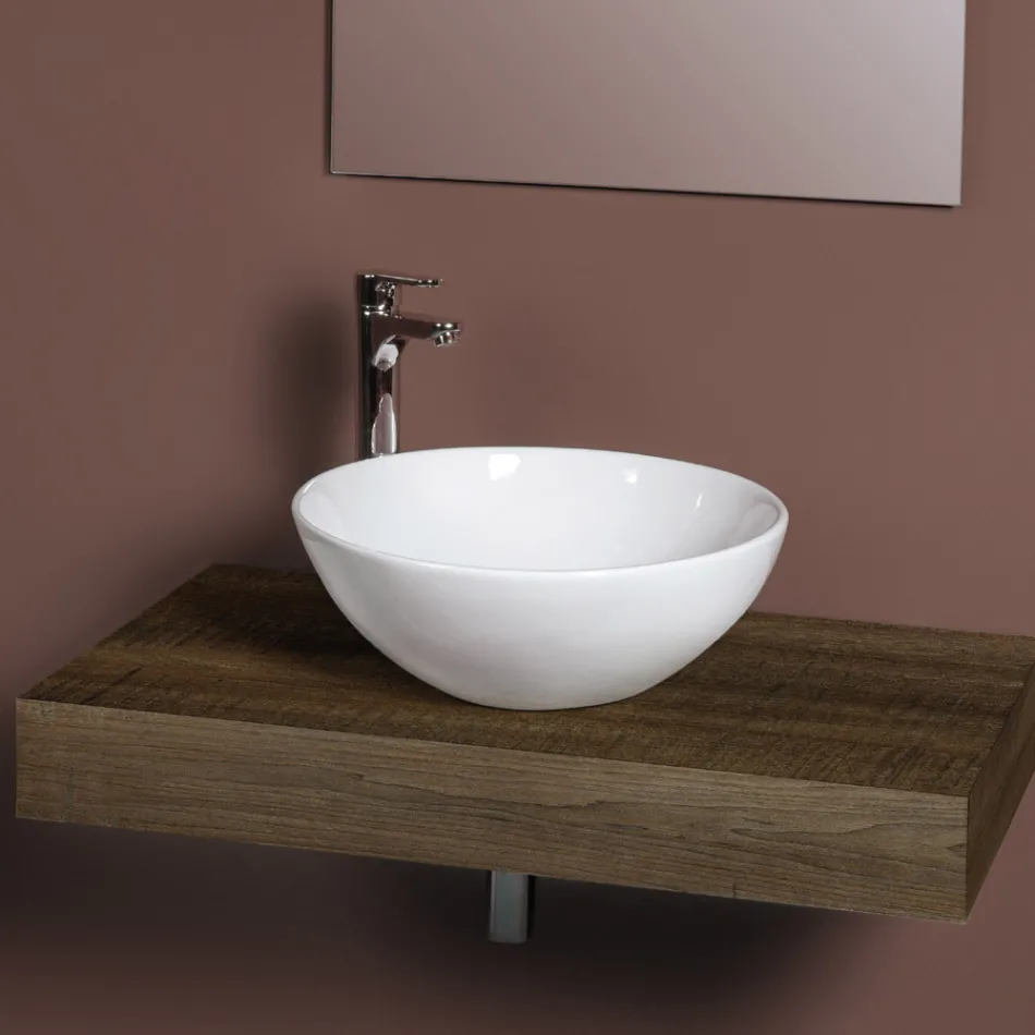 Ovale, schuine keramische wastafel met modern design - Papavero Viadurini