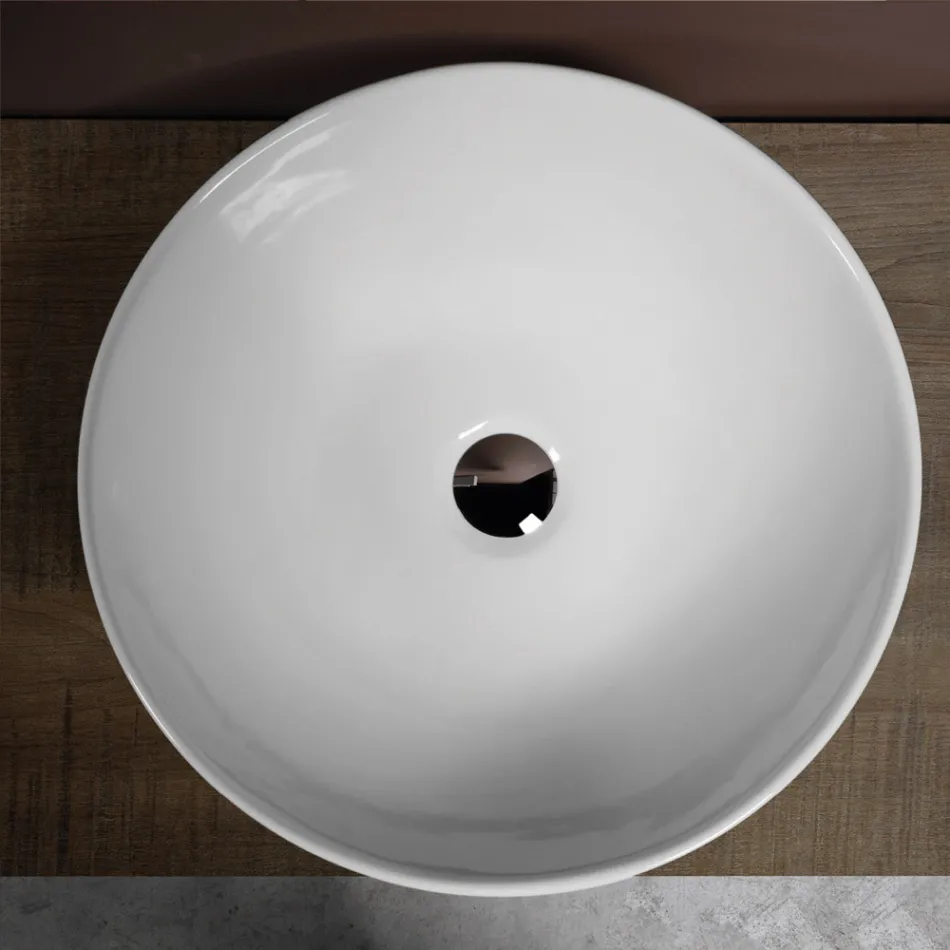 Ovale, schuine keramische wastafel met modern design - Papavero Viadurini