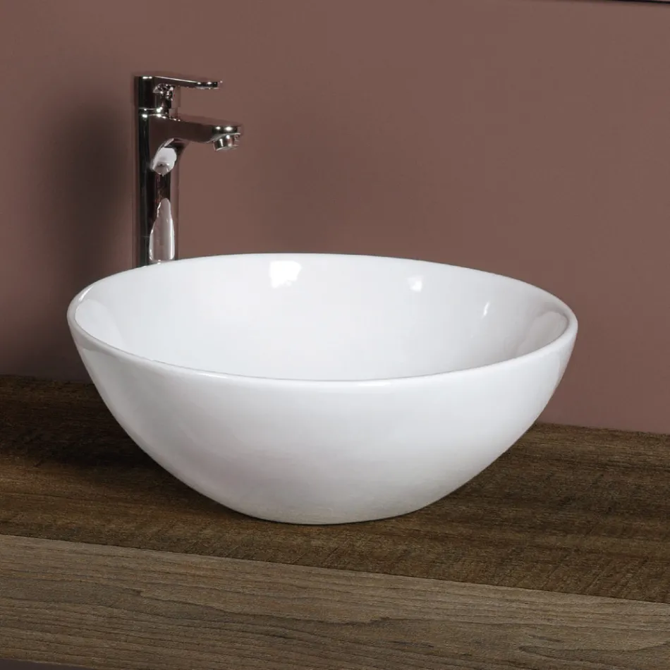 Ovale keramische aanrechtwastafel met een modern design - Papavero Viadurini