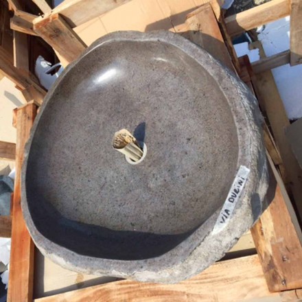 Aanrecht Wastafel Handgemaakt in Riviersteen - Aurea Viadurini