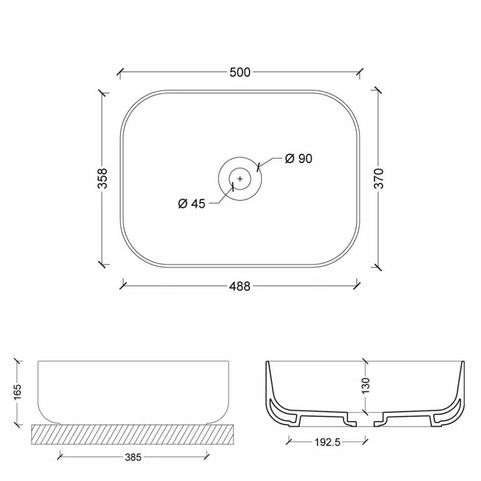 Wastafel modern ondersteuning in witte of gekleurde keramische Star 50x37 cm Viadurini