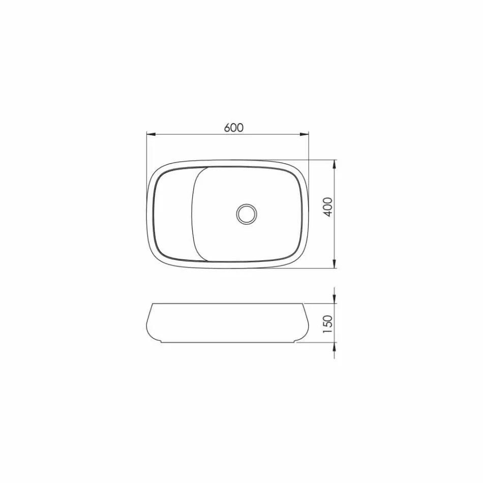 Moderne keramische aanrecht wastafel L 60 cm gemaakt in Italië, Gaiola Viadurini