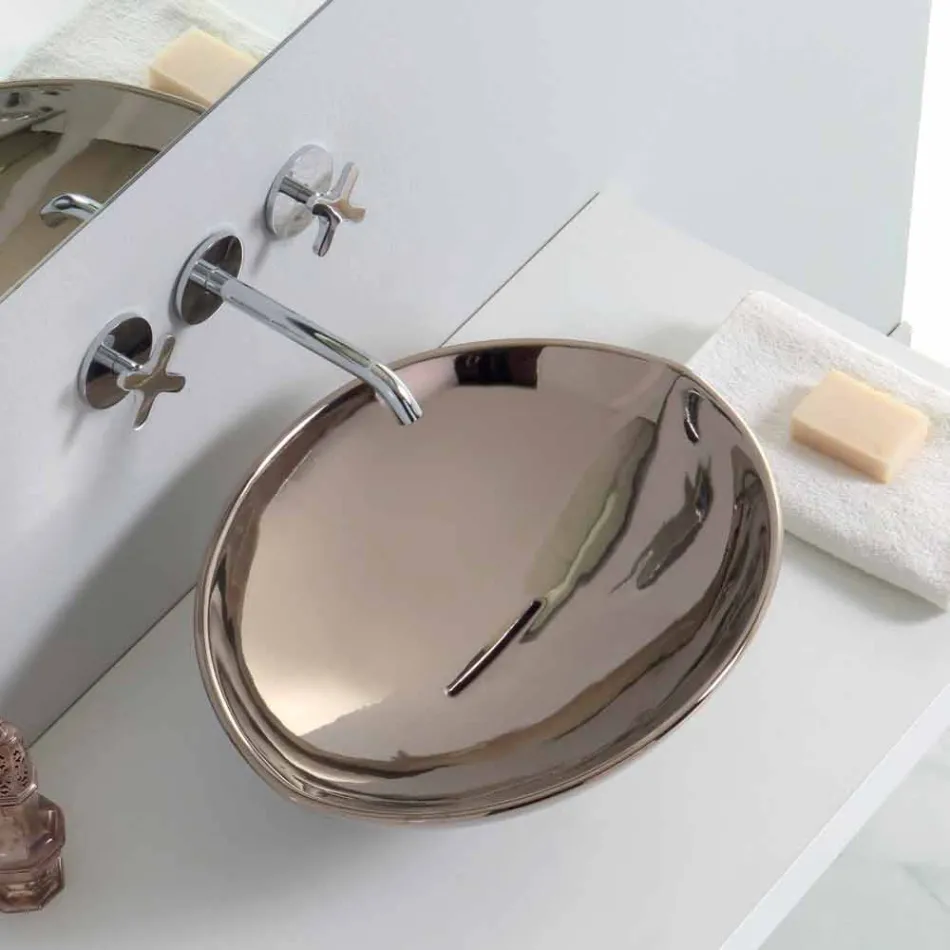 Moderne aanrecht keramische wasbak in platina gemaakt in Italië Animals Viadurini