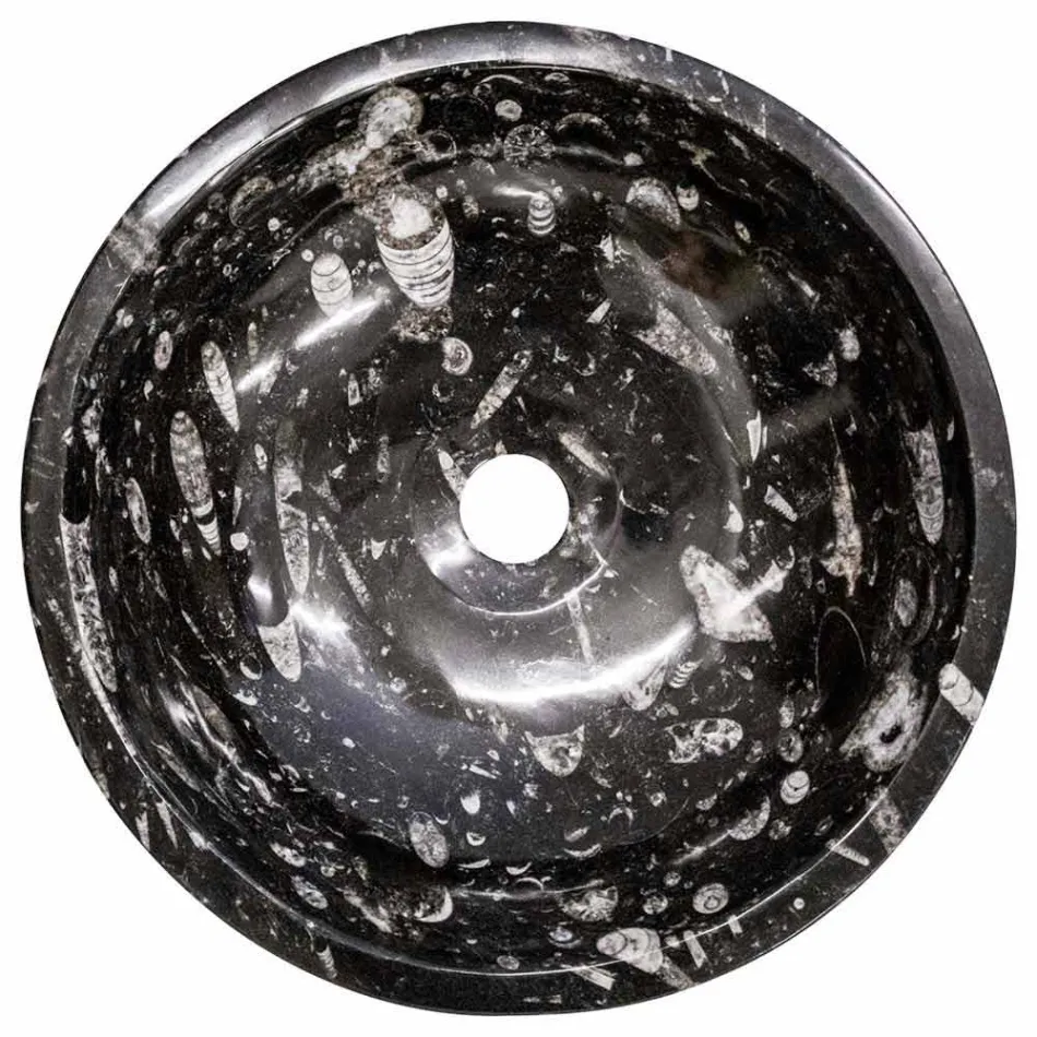 Moderne marmeren aanrecht wastafel met fossielen - Mesagne Viadurini