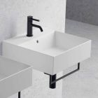 Aanrecht of aan de muur opgehangen wastafel in keramisch vierkant ontwerp - Malvina Viadurini