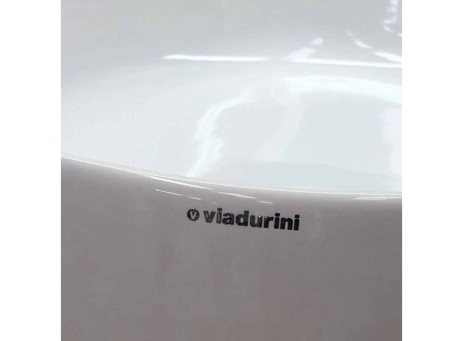 Moderne design ovale wastafel in keramiek gemaakt in Italië - Zarro Viadurini